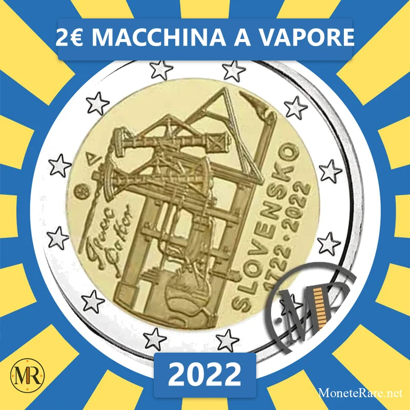 Slowakei 2€ Macchina a Vapore 2022 (Münzfoto)