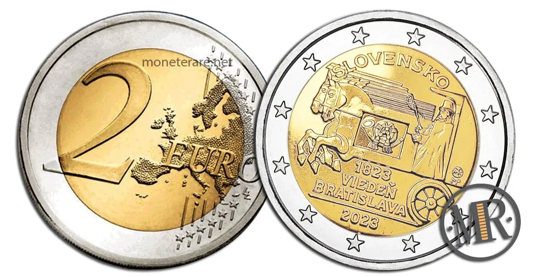 2 Euro Gedenkmünzen Slowakei 2023 Kurier zu Pferd Wien Bratislava