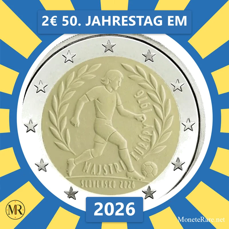 Slowakei 2€ 50. Jahrestag EM 2026 (Münzfoto)