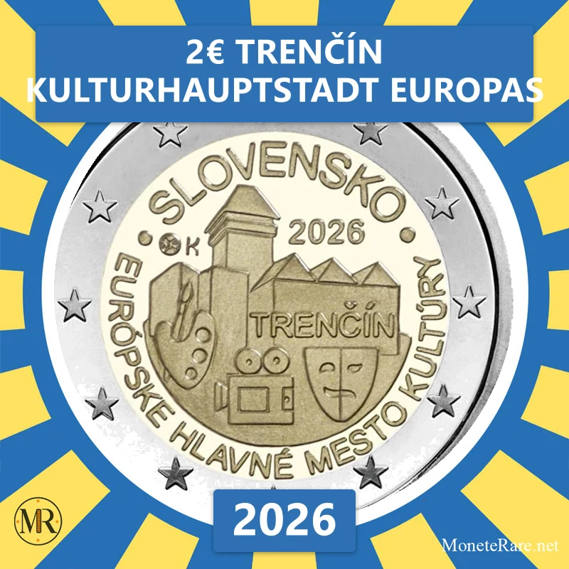 Slowakei 2€ Trenčín Kulturhauptstadt Europas 2026 (Münzfoto)
