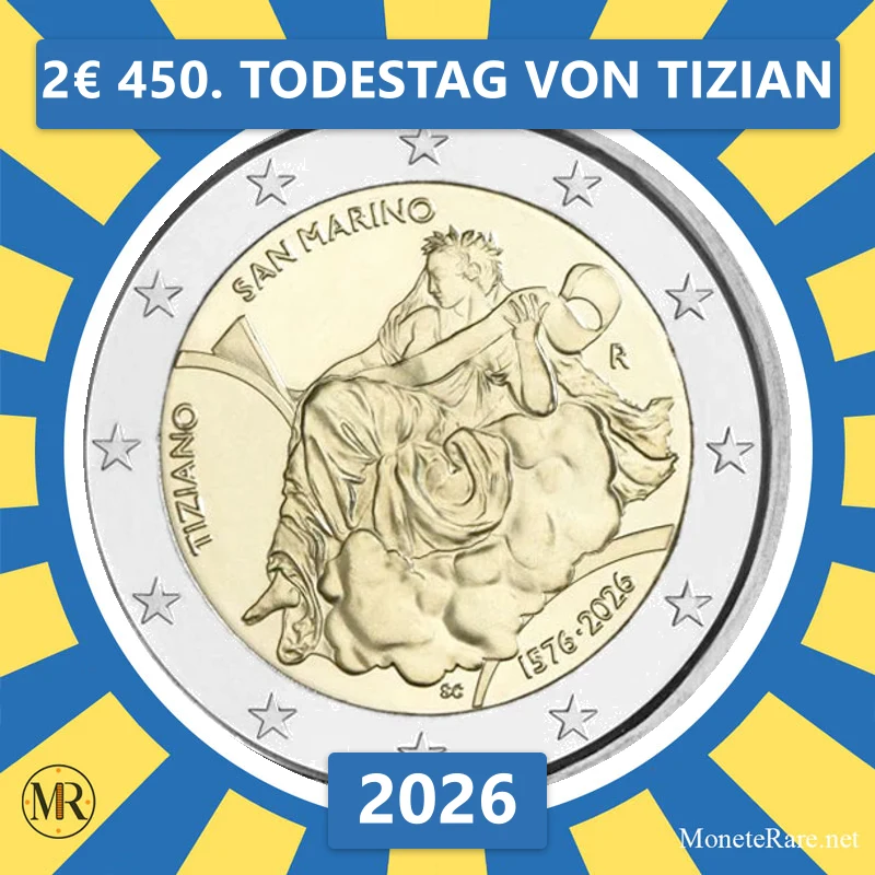 Estland 2€ 450. Todestag von Tizian 2026 (Münzfoto)