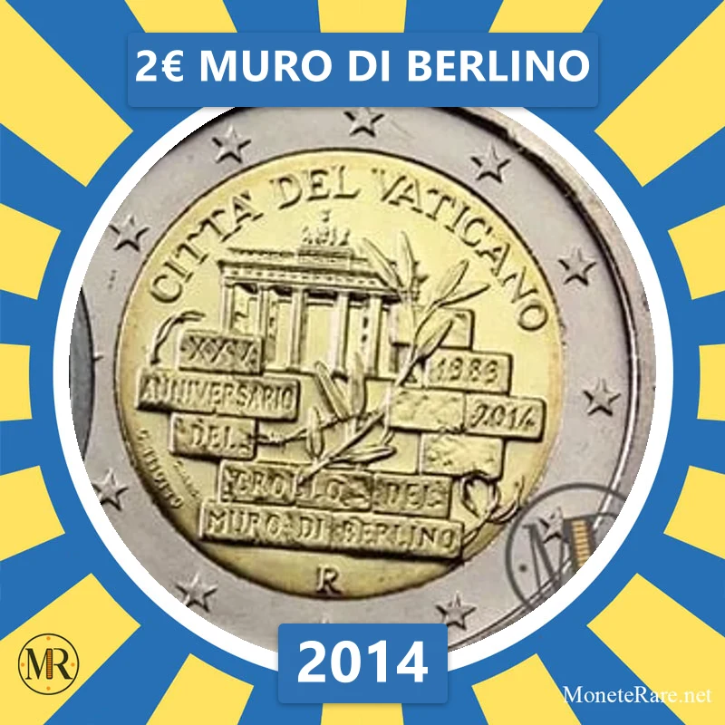 Vatikan 2€ Berliner Mauer 2014 (Münzfoto)