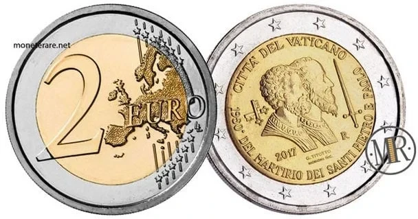 2-Euro-Gedenkmünze Vatikan 2017 Märtyrertod von Petrus und Paulus