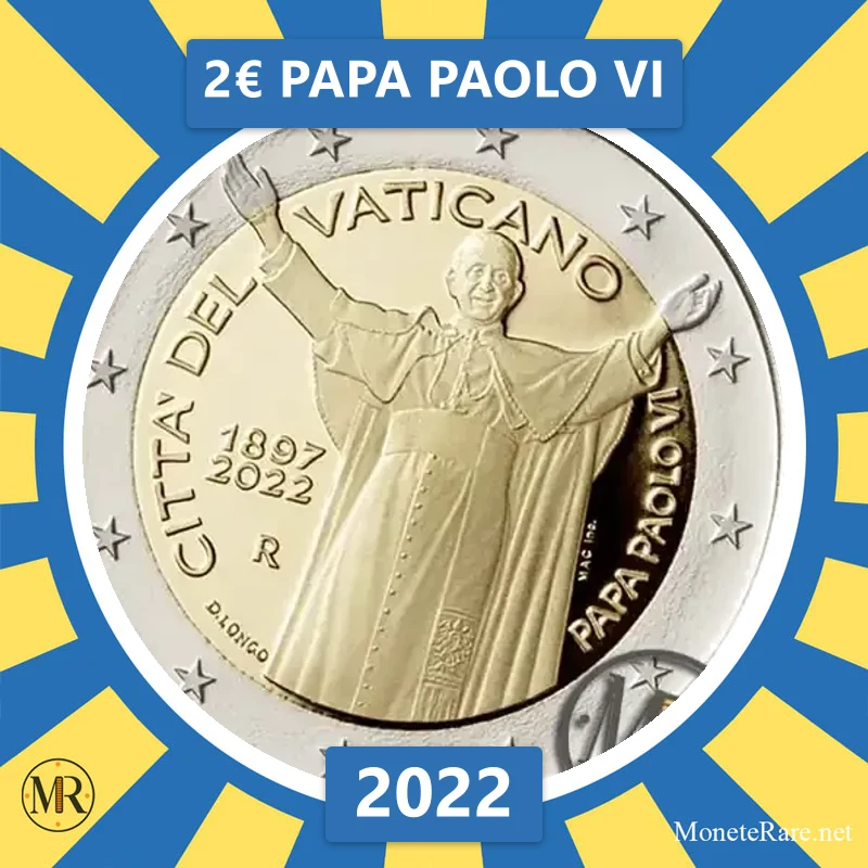 Vatikan 2€ Papa Paolo VI 2022 (Münzfoto)