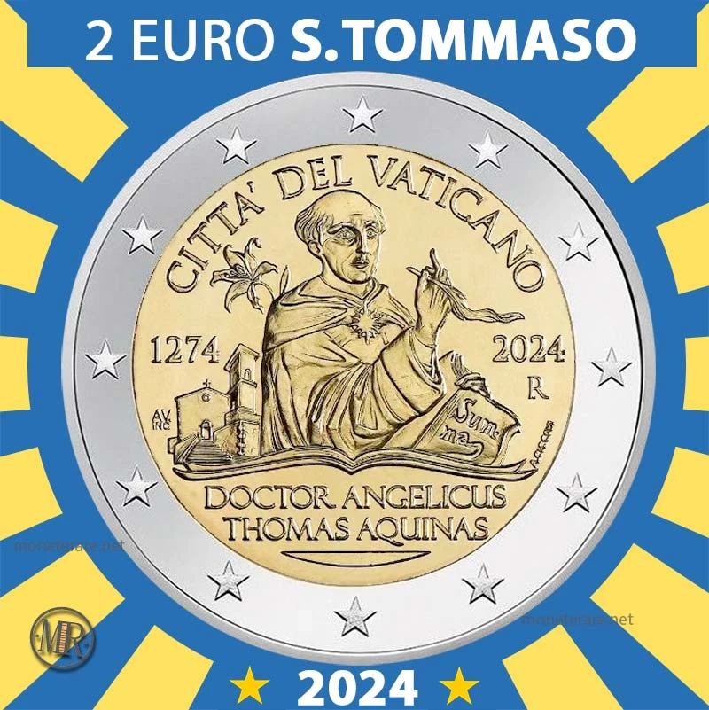 2 Euro Gedenkmünze Vatikan 2024 – Thomas von Aquin