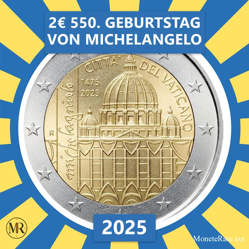 Vatikan 2€ 550. Geburtstag von Michelangelo 2025 (Münzfoto)