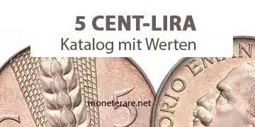 5-Cent-Münzen der italienischen Lira