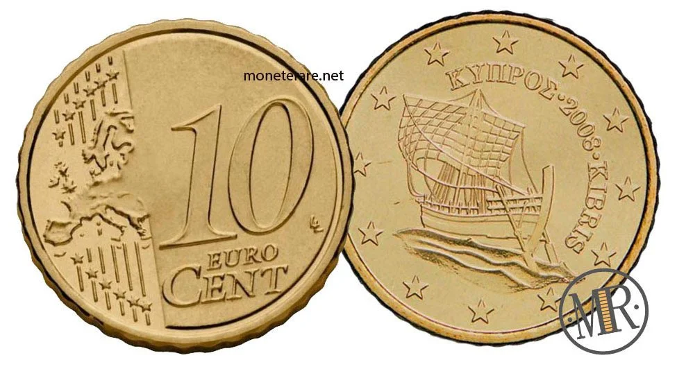 10 Cent Zypern mit Schiff - euro zyprus - münzen zyprus