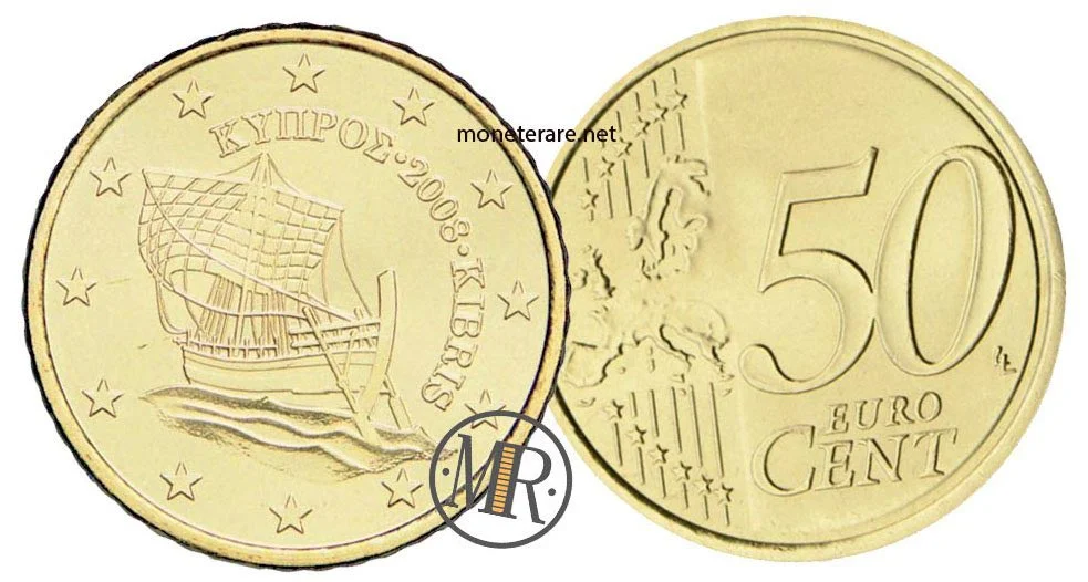 50 Cent Zypern mit Schiff - Münzen Zypern