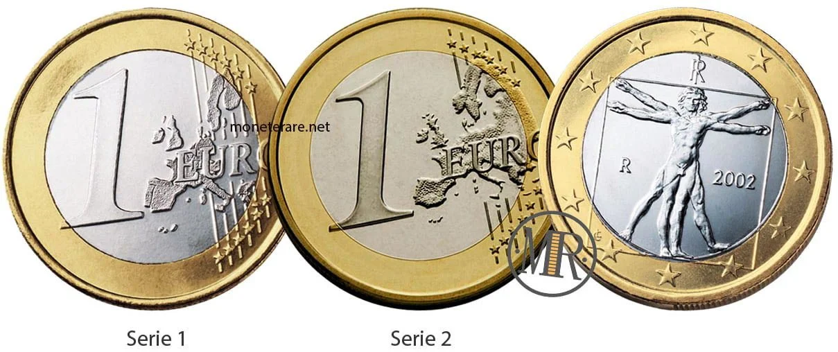 1 Euro Italien vitruvianischer Mensch