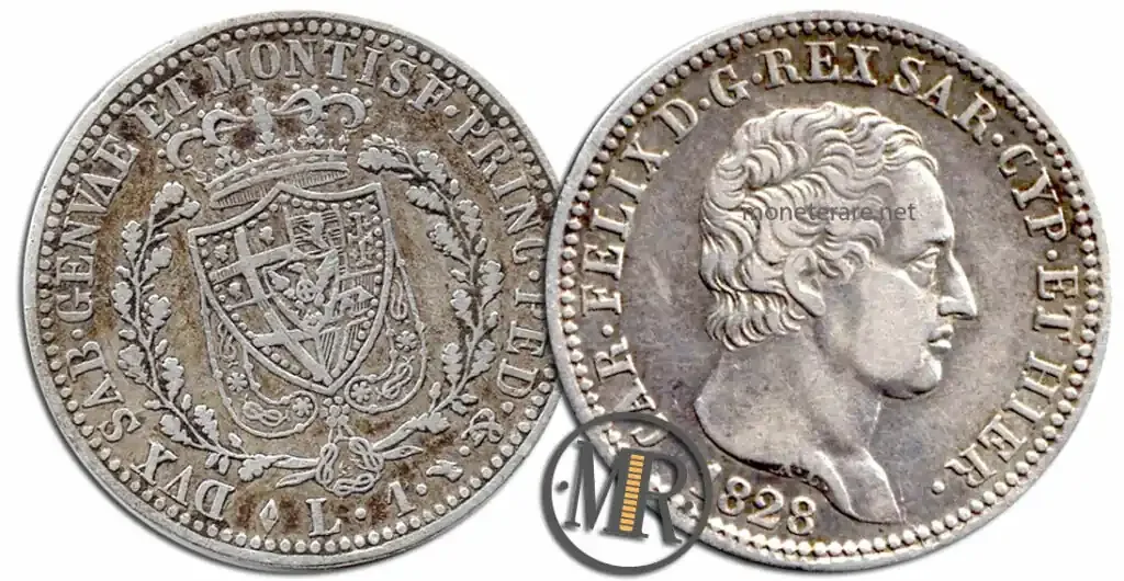 Münze 1 Lira Königreich Sardinien
