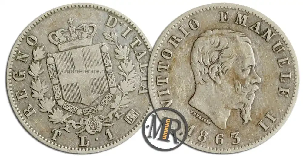 1 Lira Vittorio Emanuele II -Wappen