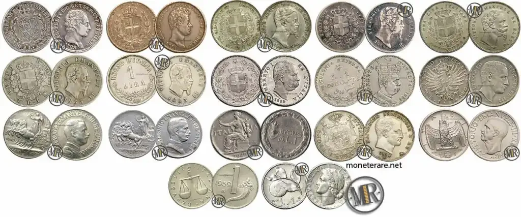 Sammlung von 1 Lira Münzen