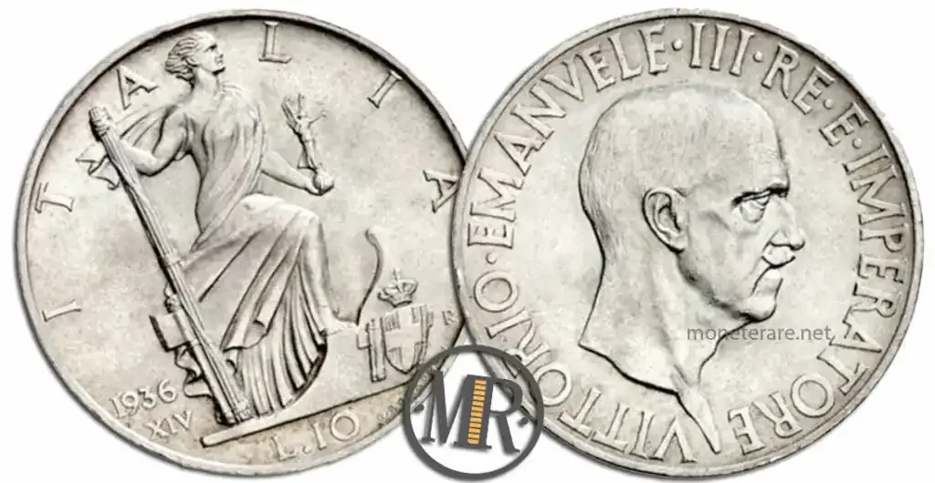 10 Lire Vittorio Emanuele III Impero mit Wert