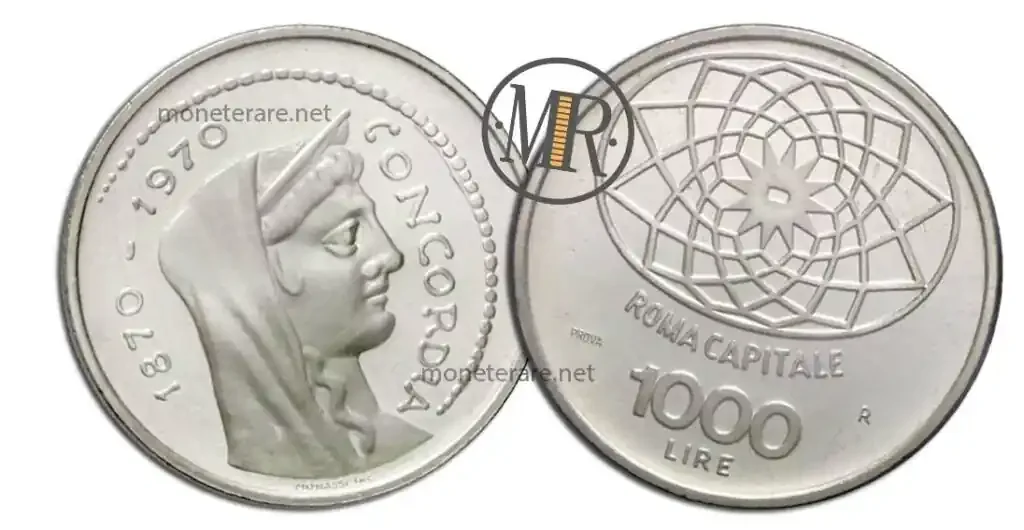 1000 Lire Roma Capitale PROVA Argento
