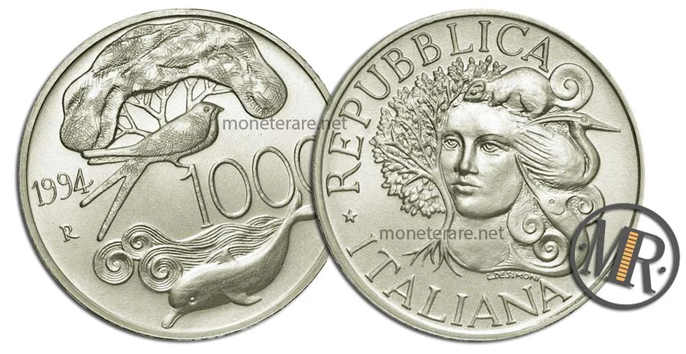 1000 Lire 1994 Flora und Fauna zu retten