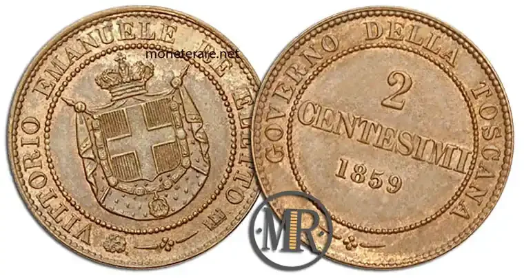 2 Centesimi di Lire Governo provvisorio della Toscana 1859
