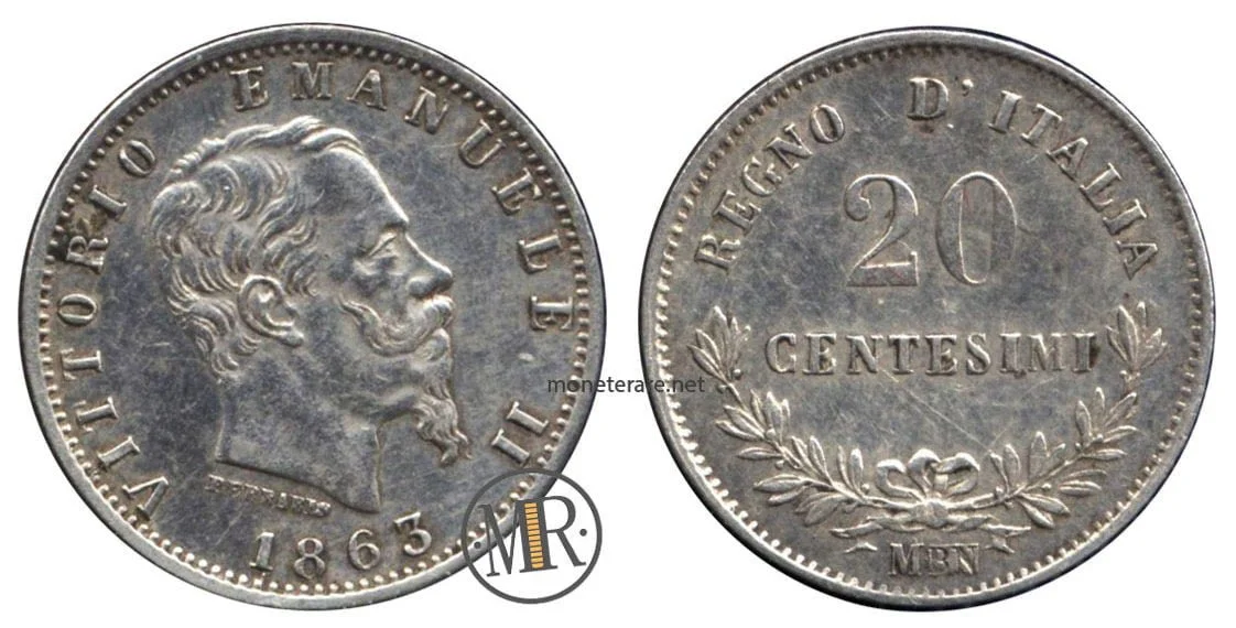 20 Centesimi 1863 Valore Vittorio Emanuele II