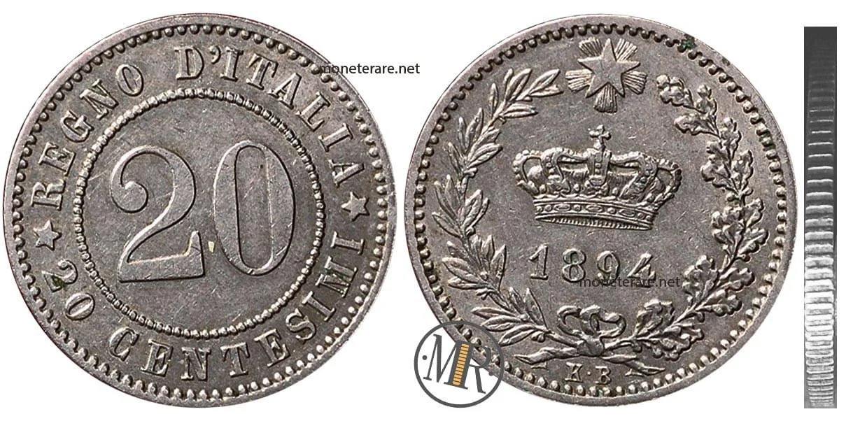 Nichelino 20 Centesimi 1894 Umberto I 