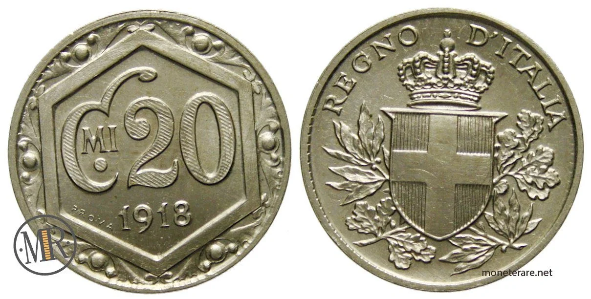 20 Centesimi Esagono 1918 Vitt. Em III PROVA