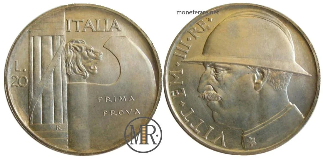 20 Lire 1928 Kappe - ERSTE PROVA