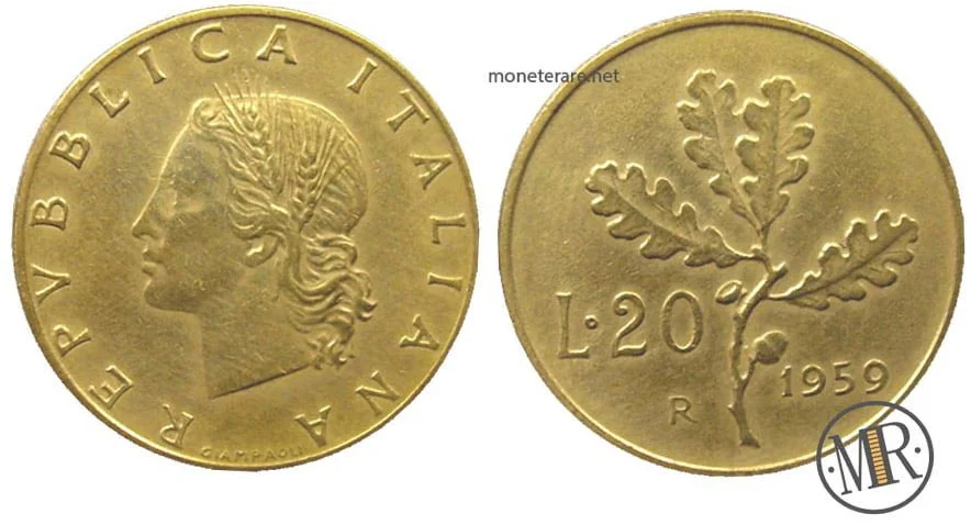 20 Lire Quercia 1959