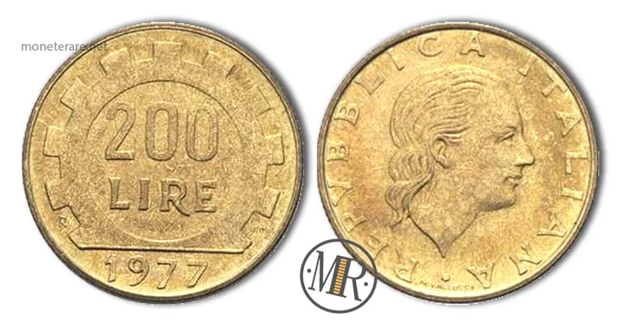 200-Lira-Münze 1977 "Lavoro"