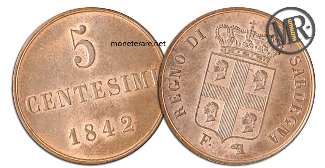 5 Centesimi Carlo Alberto König von Sardinien Wert