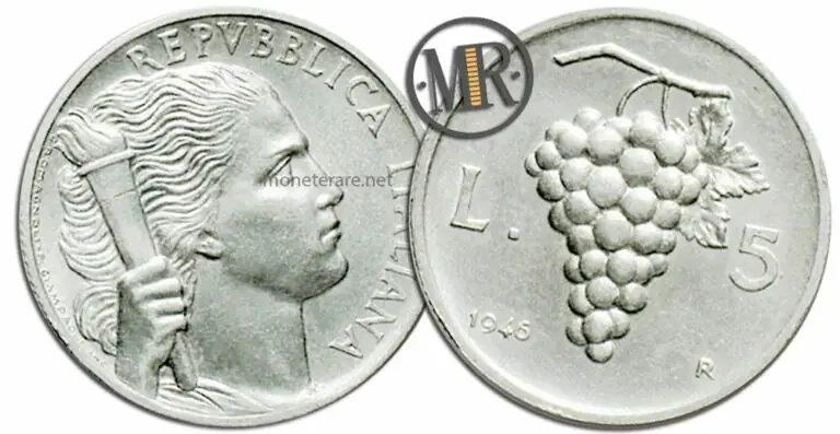 Wert Münze 5 Lire Italienische Republik Uva