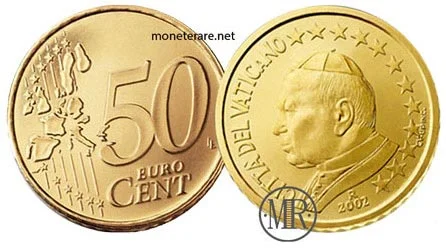 50 Centesimi Euro Vatikan Papst Johannes Paul II 2002