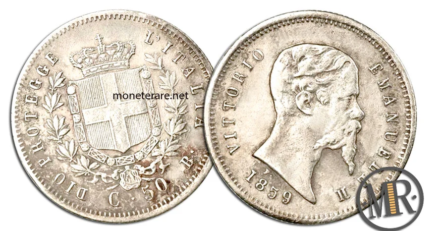 50 Centesimi Lire Vittorio Emanuele II Re Eletto Bologna