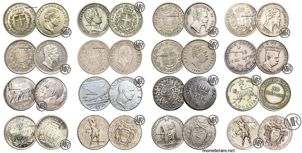 50 Centesimi Lire alle Münzen mit dem Wert