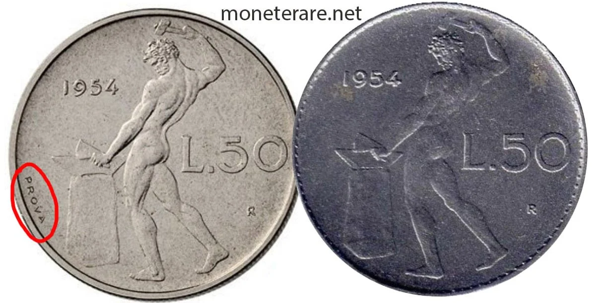 moneta da 50 lire vulcano prova