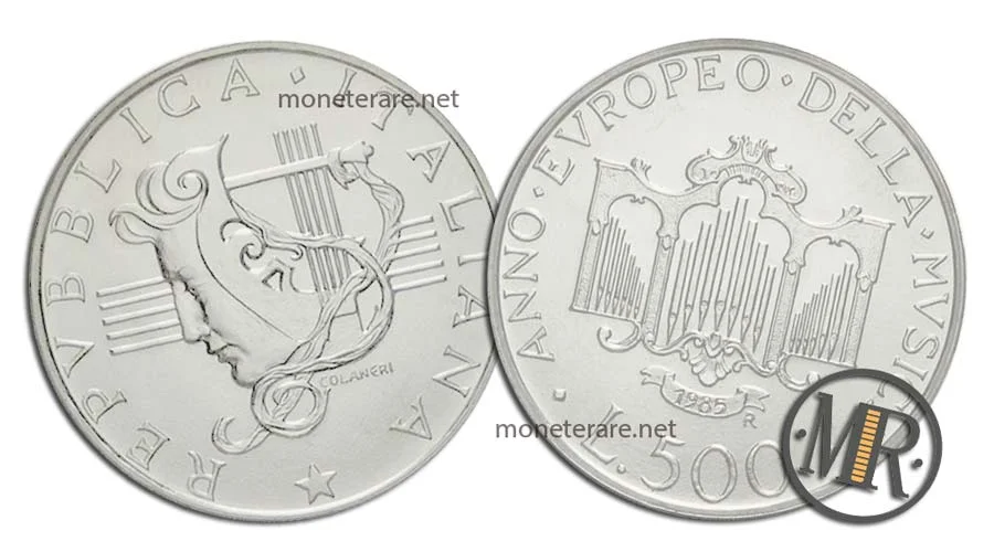 Europäisches Jahr der Musik 500 Lire Gedenkmünze aus Silber
