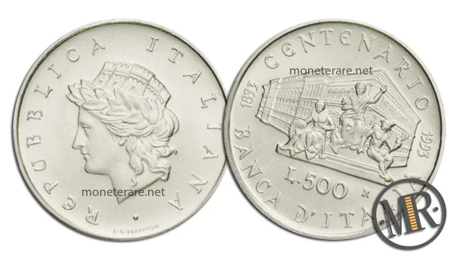 Banca d Italia 500 Lire Gedenkmünze Silber