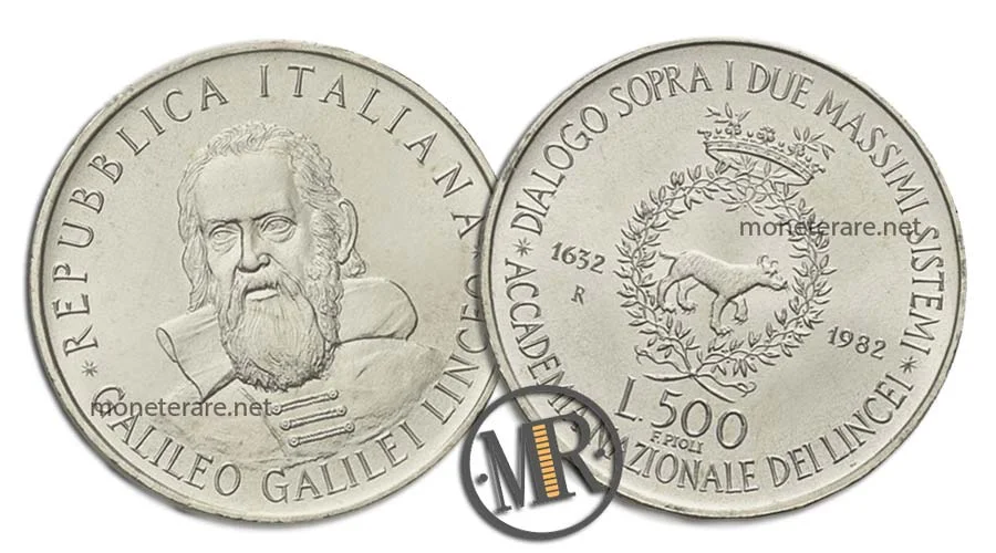 Galileo Galilei 500 Lire Gedenkmünze aus Silber 