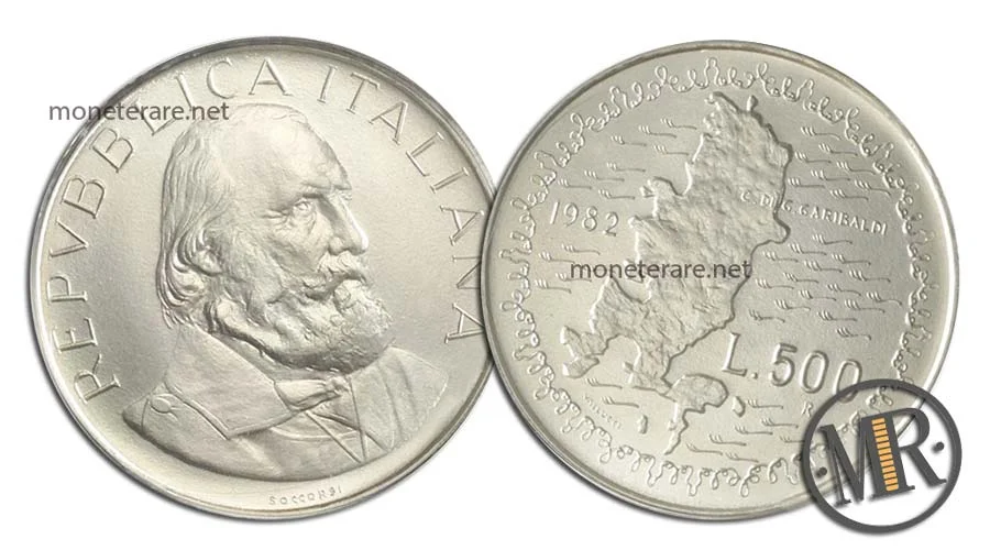 Giuseppe Garibaldi 500 Lire Gedenkmünze aus Silber