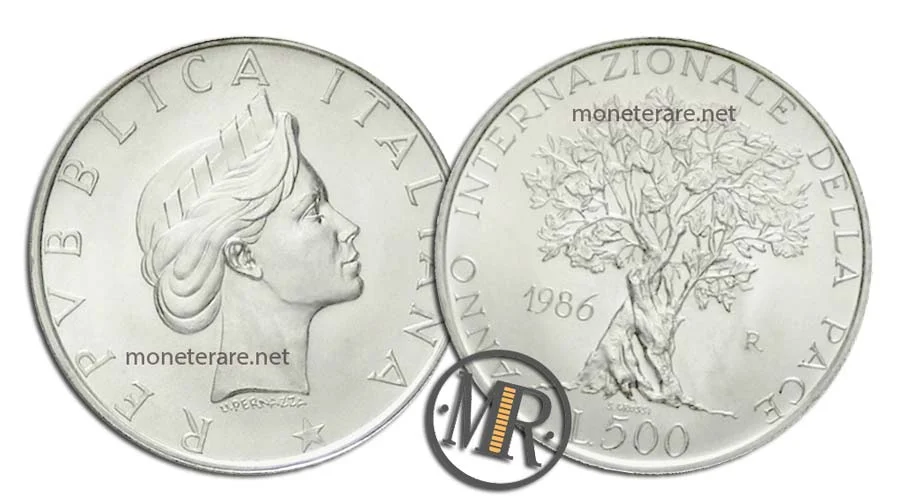 Frieden 500 Lire Gedenkmünze aus Silber