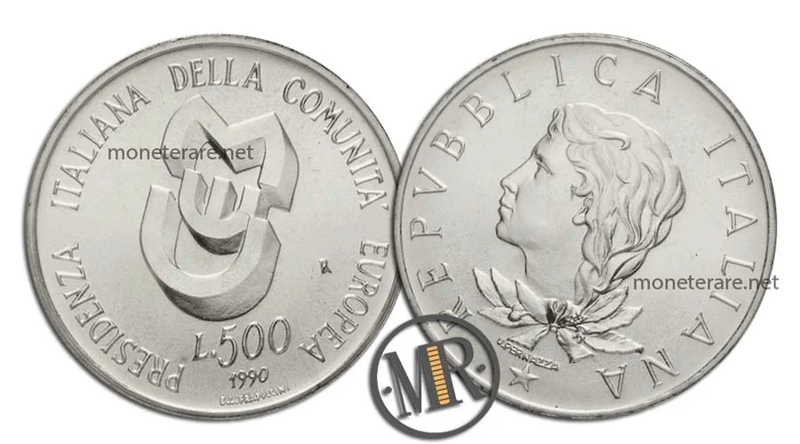 Italienische EU-Präsidentschaft 500 Lire Gedenkmünze aus Silber