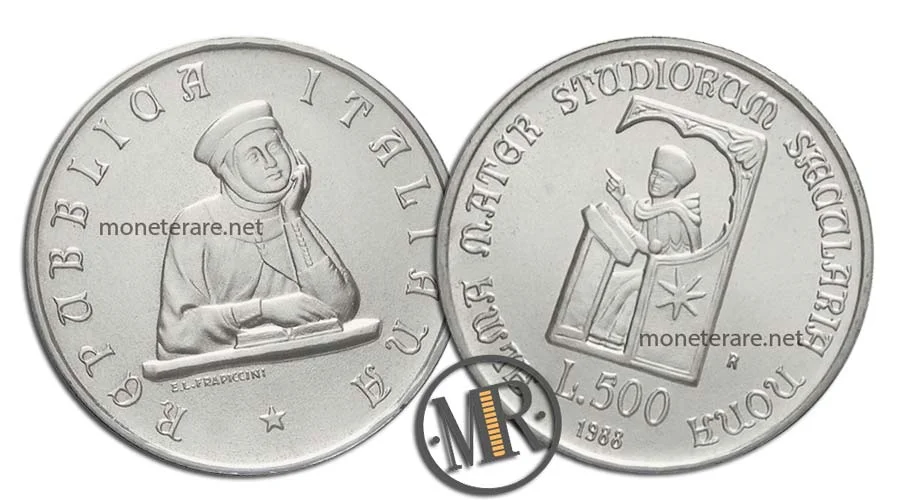 Universität Bologna 500 Lire Gedenkmünze aus Silber