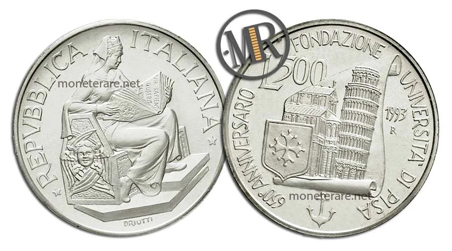 Universität Pisa 500 Lire Gedenkmünze aus Silber