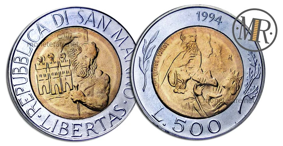moneta da 500 Lire San Marino Bimetalliche 1994 la Donna Felicissima