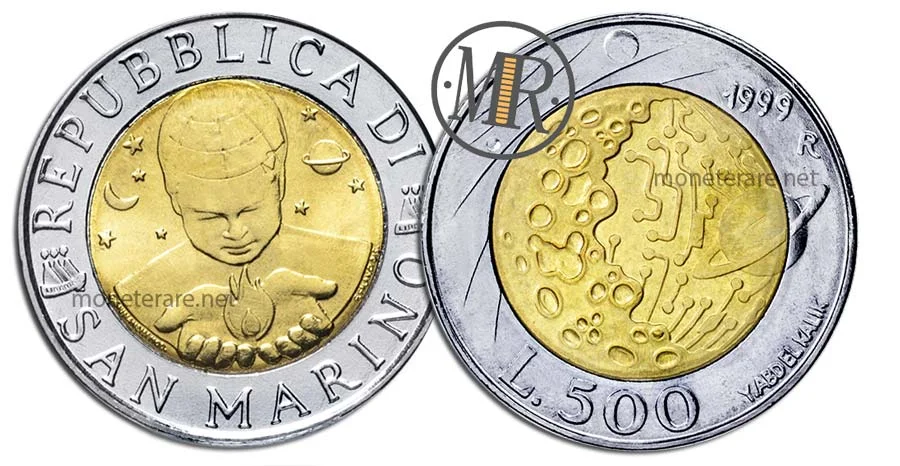 500 Lire San Marino Bimetall 1999 Der heutige Himmel