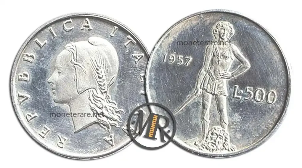 500 Lire Argento PROGETTO David 1957 mit Wert