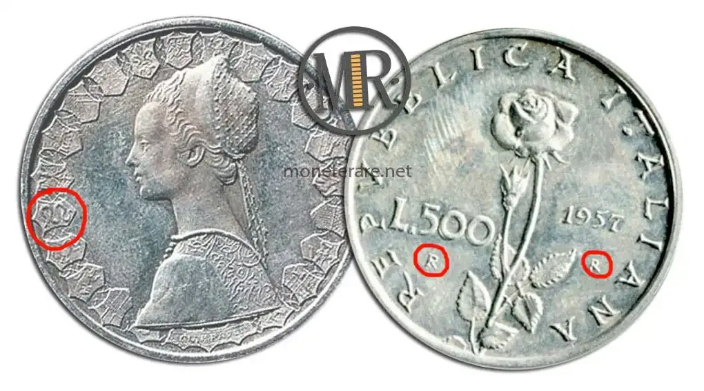 500 Lire Argento ROSA - Progetto 1957 mit auch dem Wert