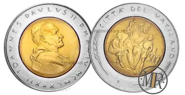 500 Lire Bimetallische Vatikan 1982 Bildung