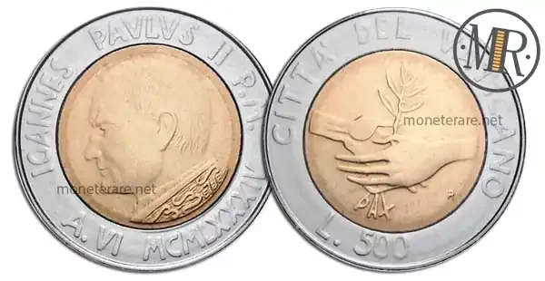 500 Lire Bimetalliche Vaticano 1984 Pax