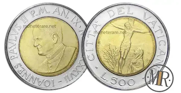 500 Lire Bimetalliche Vaticano 1987 Die Madonna des Erlösers