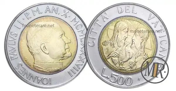 500 Lire Bimetalliche Vaticano 1988