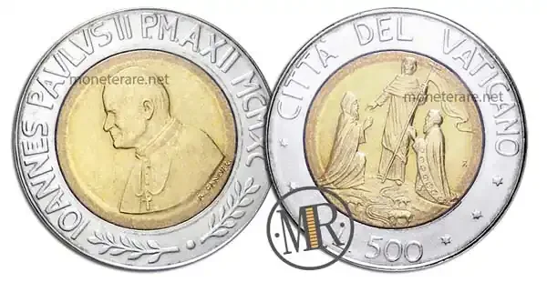 500 Lire Bimetalliche Vaticano 1990 Cristianesimo in Europa